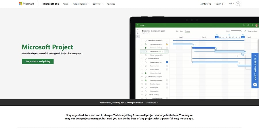 Microsoft Projects - Best for scheduling management