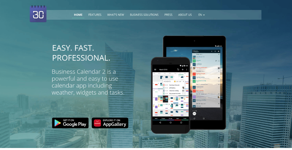 Business Calendar 2 as alternative to calendar app