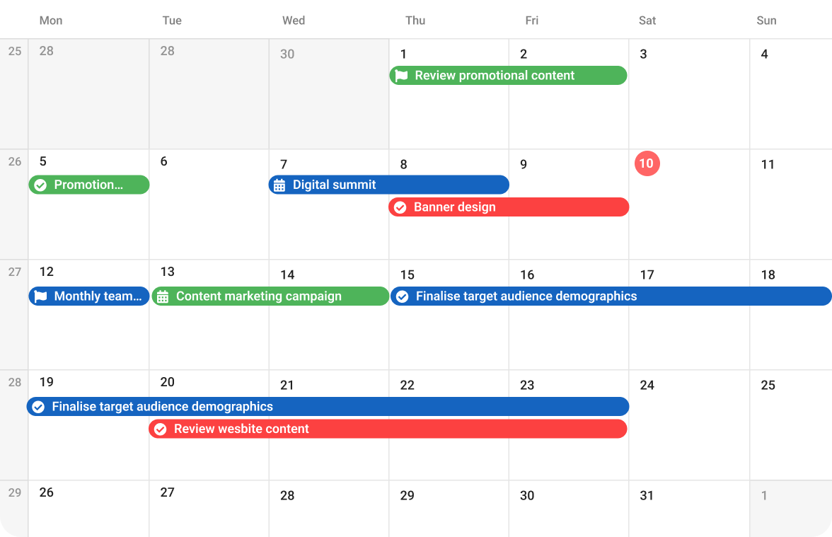 ProofHub’s Calendar view