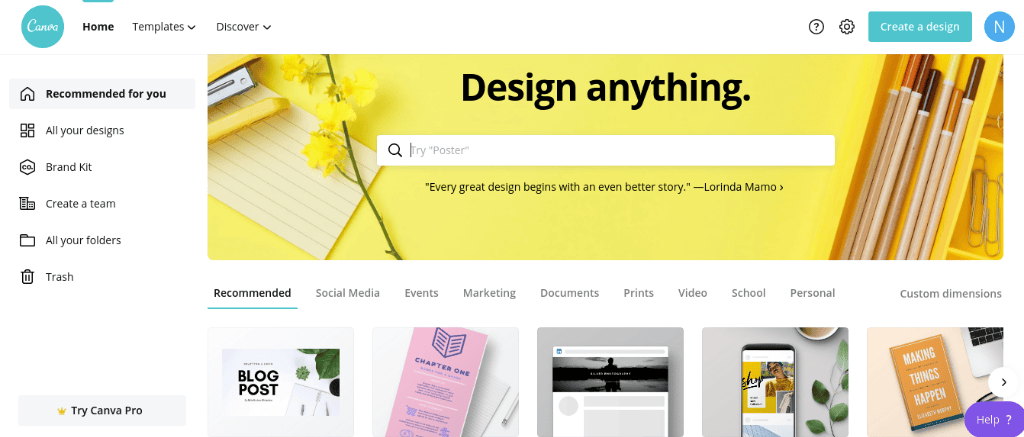 Canva: online design collaboration software