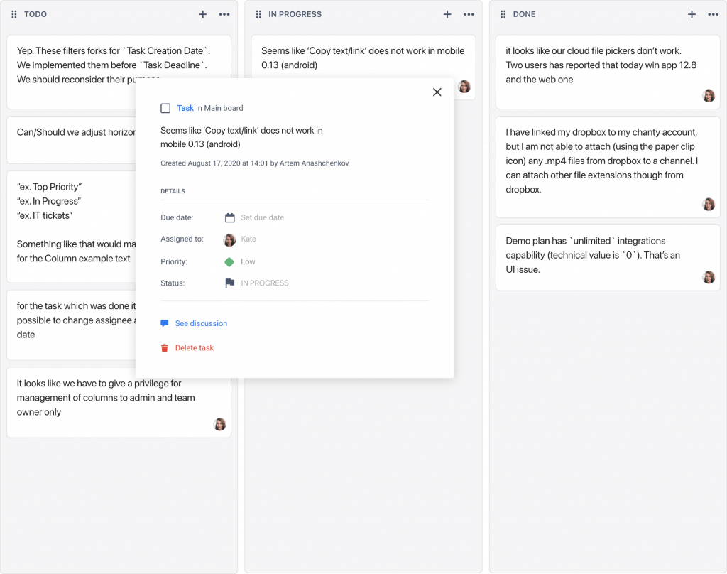 Chanty Project management and communication tool
