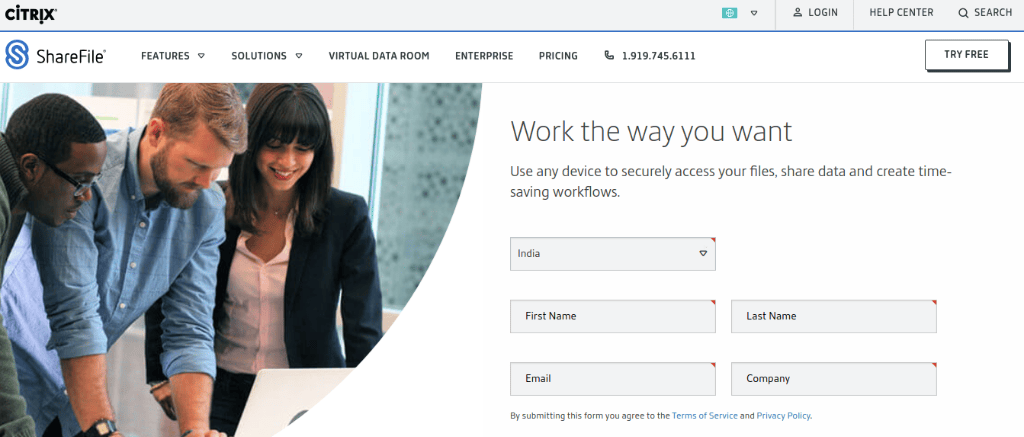Citrix file sharing online collaboration software for small and large team size