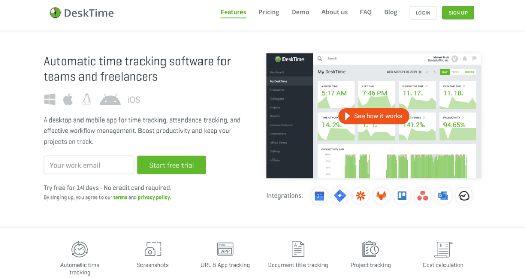 desktime as a time management app