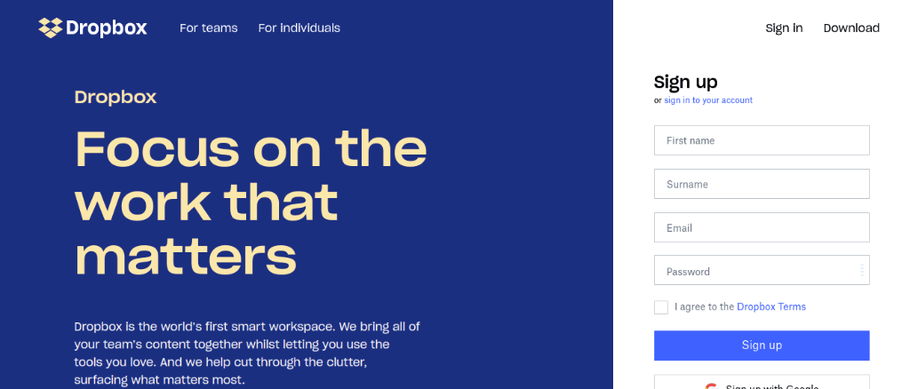 Dropbox internal communication tool for professionals