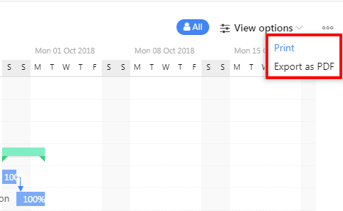 Gantt charts export feature in ProofHub