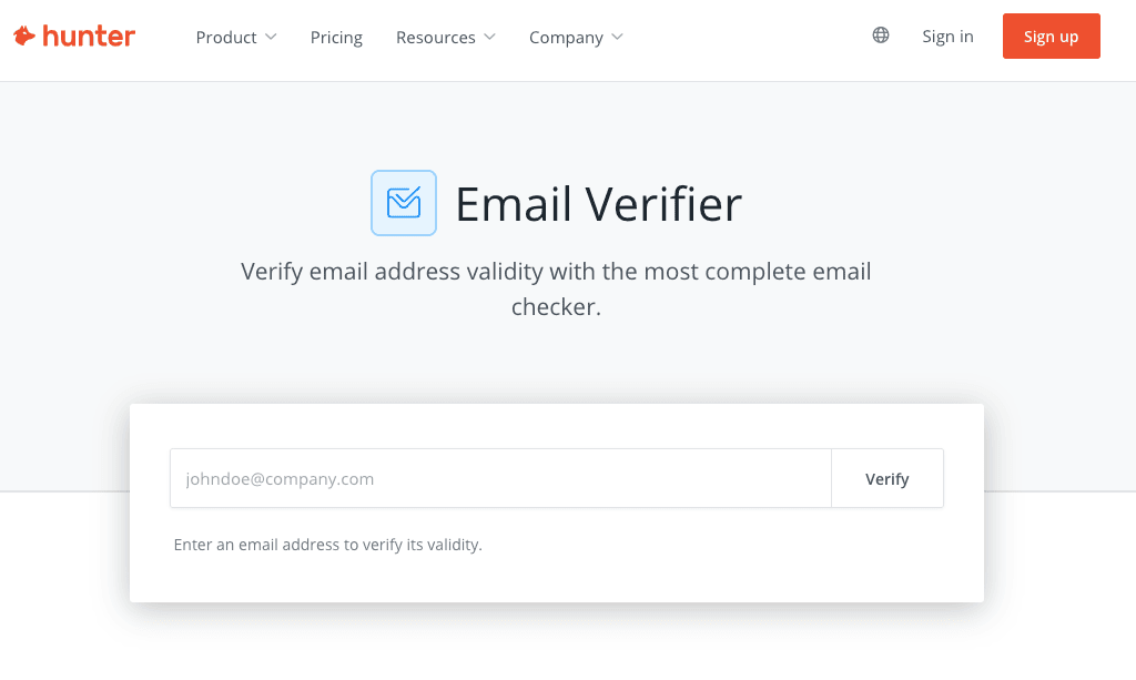 Hunter as a email verifier