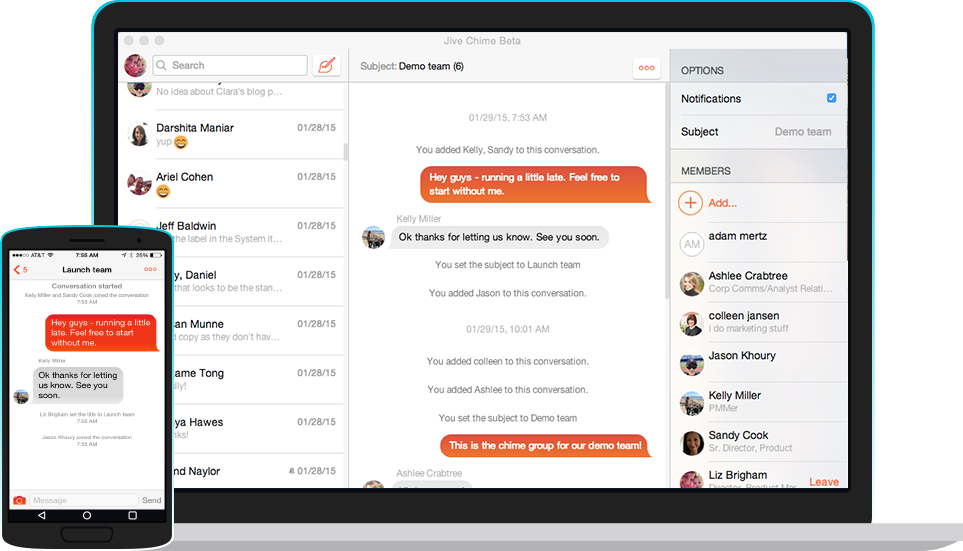 Jive-Chime as internal team communication tool