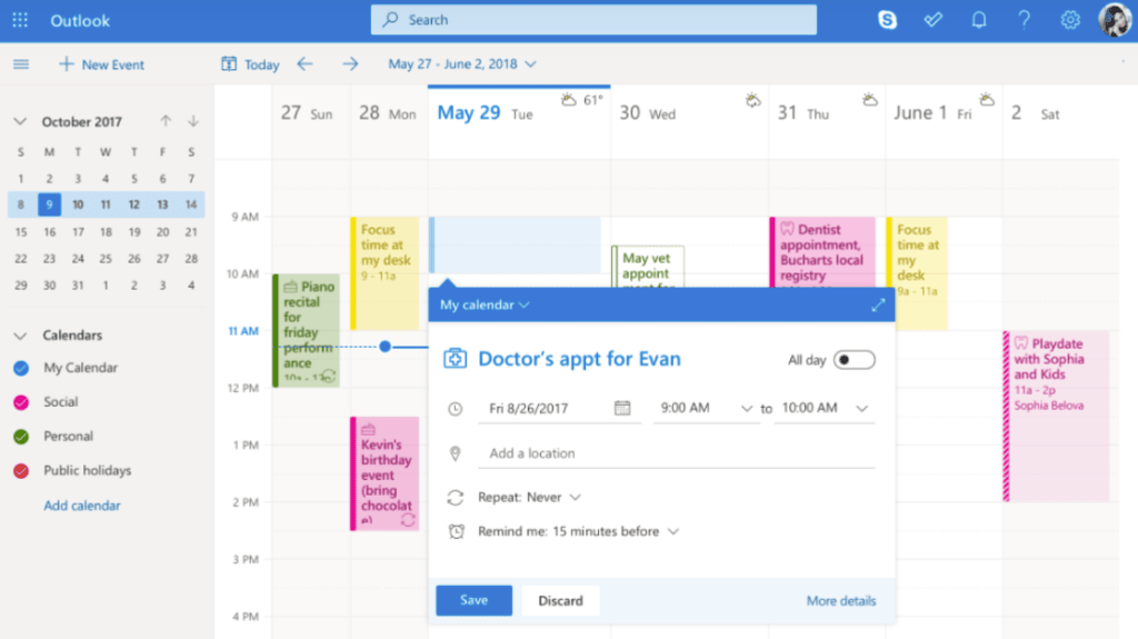 Microsoft Outlook Calendar