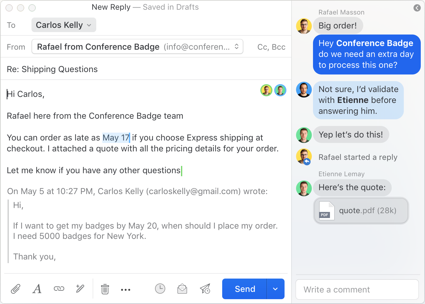 Missive as free slack replacement