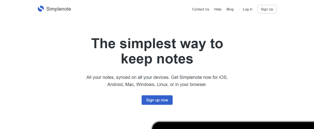 Simplenote todo list app