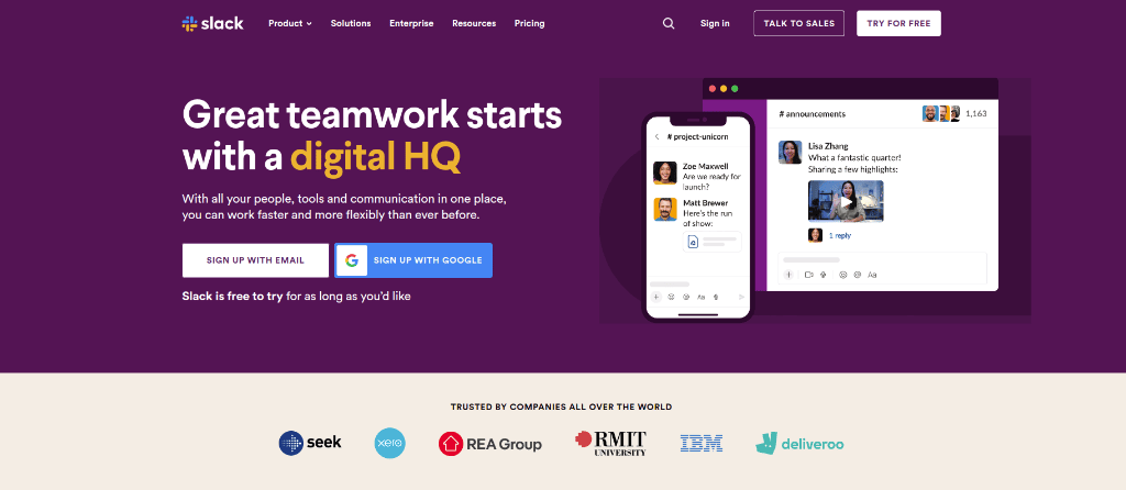 Slack as a team collaboration
