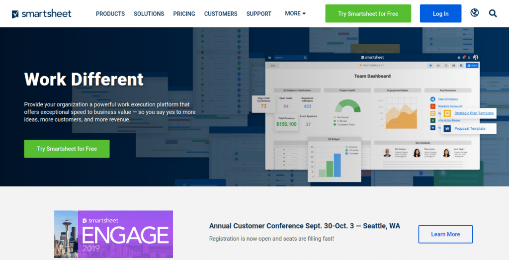 Smartsheet as airtable alternatives