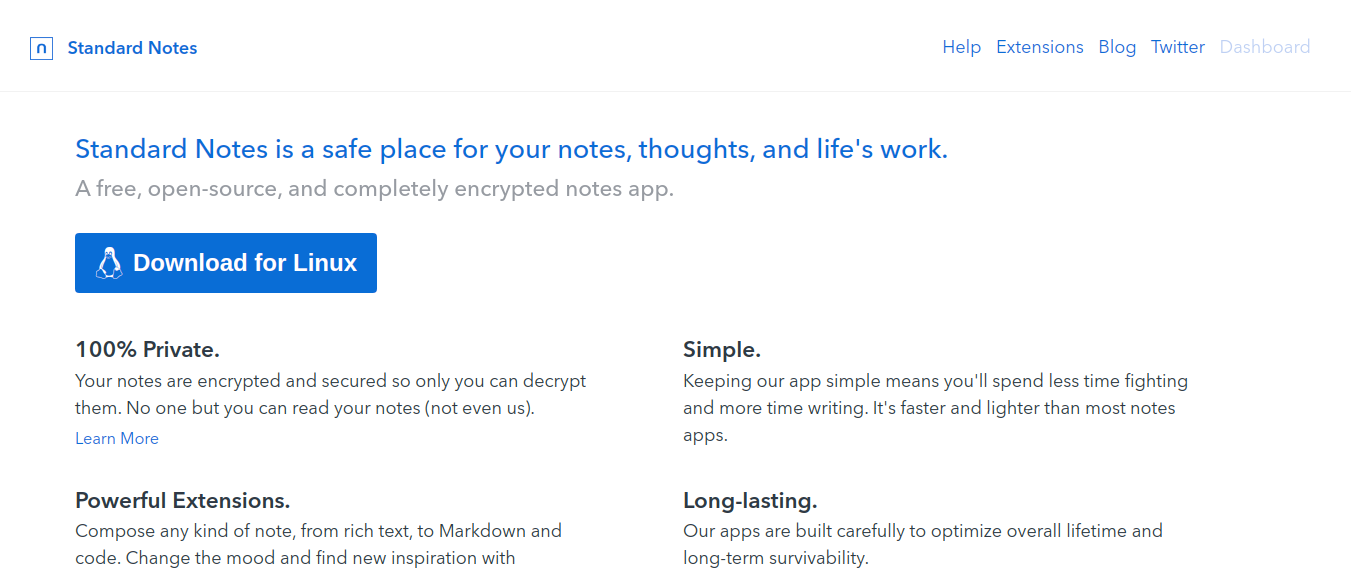 Standard Notes as note taking app