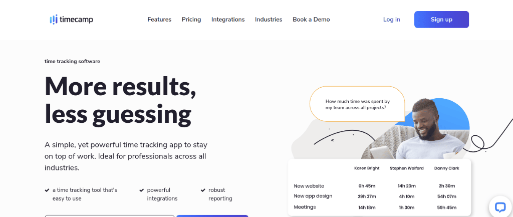 Timecamp as a collaboration software with in built time tracking feature