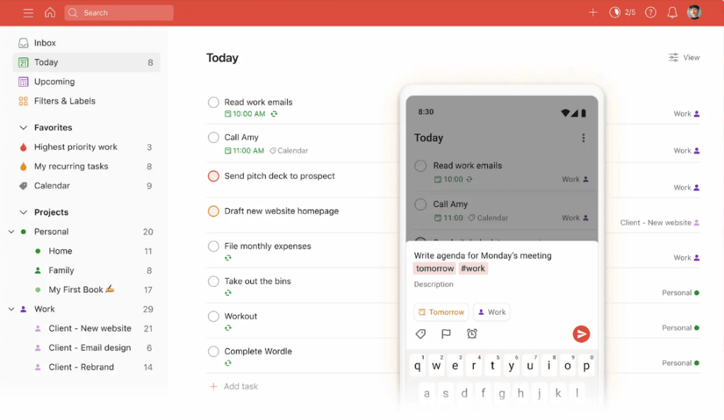 Todoist a leading calendar management tools