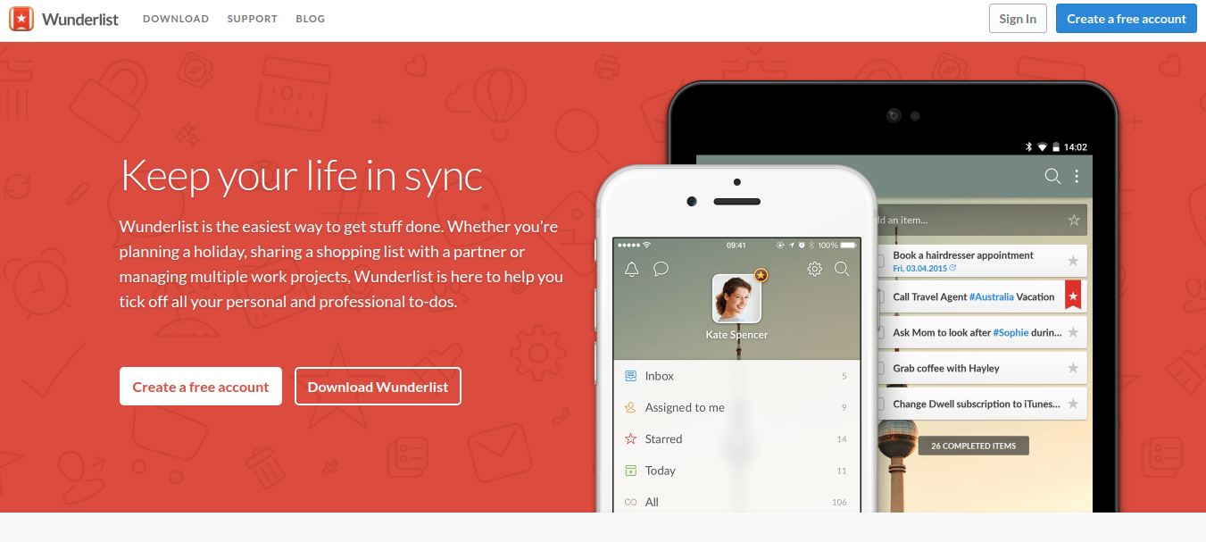 Wunderlist - omnifocus alternatives
