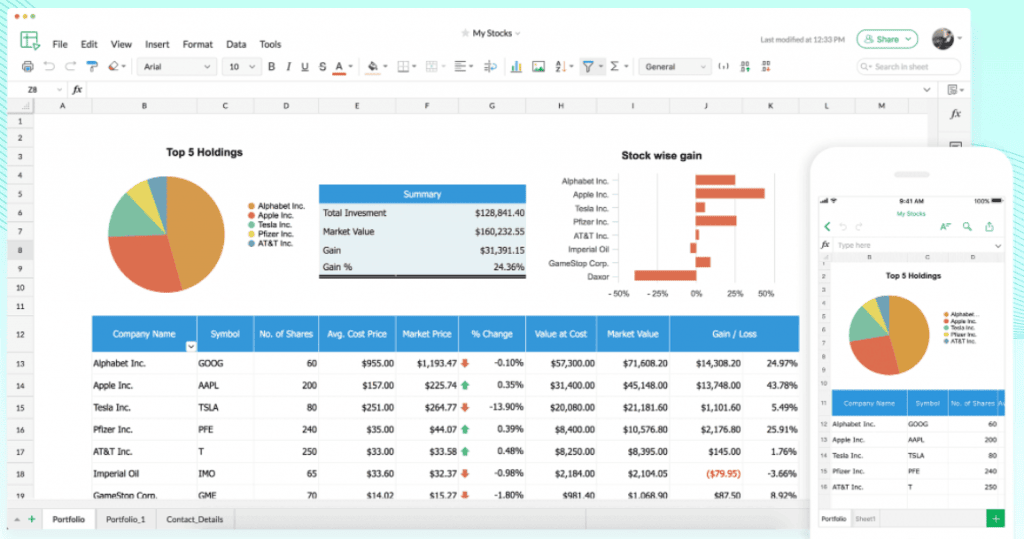 Zoho Sheet: app similar to google sheet